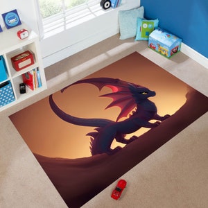 Dragon Rug, Legend Rug, Neon Rug, Gift For Him/Her, Kids Room Rug, Fashion Rug, Gaming Room Rug, Young Room Rug, Home Decor, Digital Rug