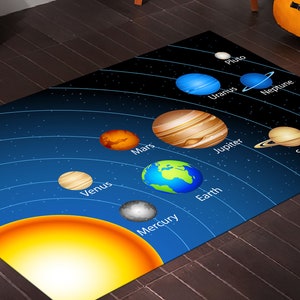 Space Rug,Galaxy Rug,Planet Rug,Space Pattern Rug,Solar System,Kids Room Rug, Non Slip Rug,Custom Rug,Gift For Her-Him,Gift For Kids