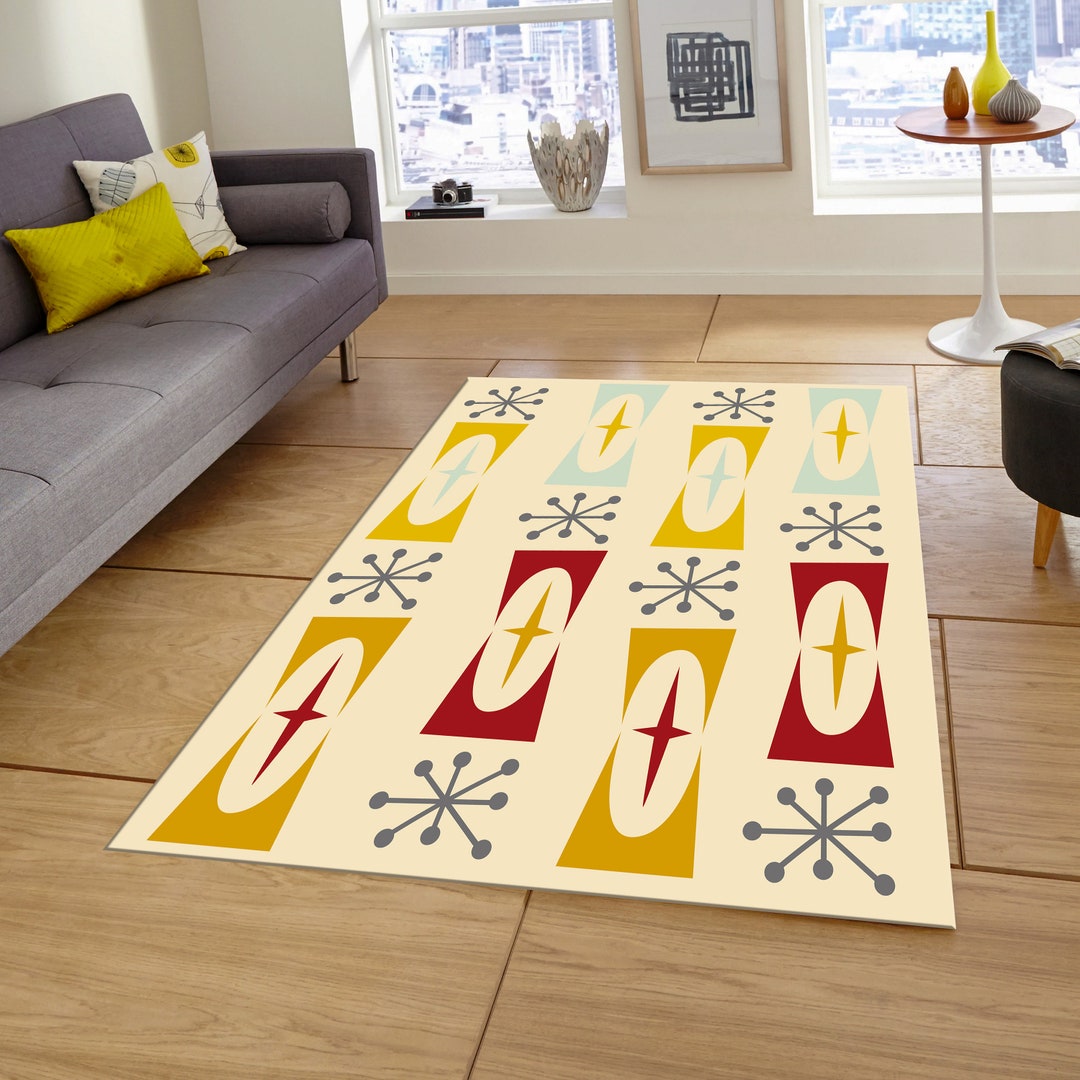 Mid Century Rug,mid Century Modern Rug,mid Century Decor,abstract Rug ...