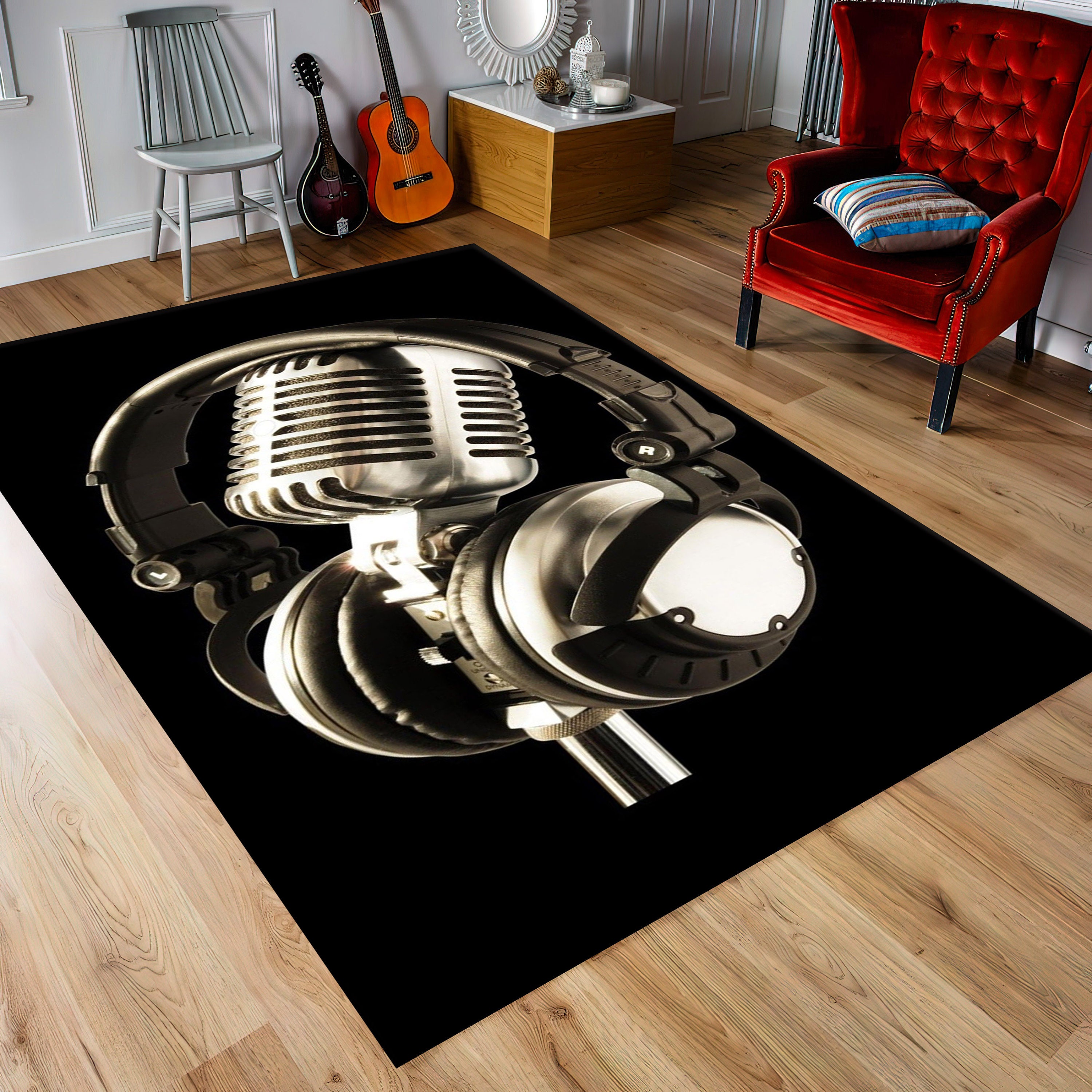 Musical Rug, Headphone Rug, Microphone Rug, Music Rug, Musical Gift ...