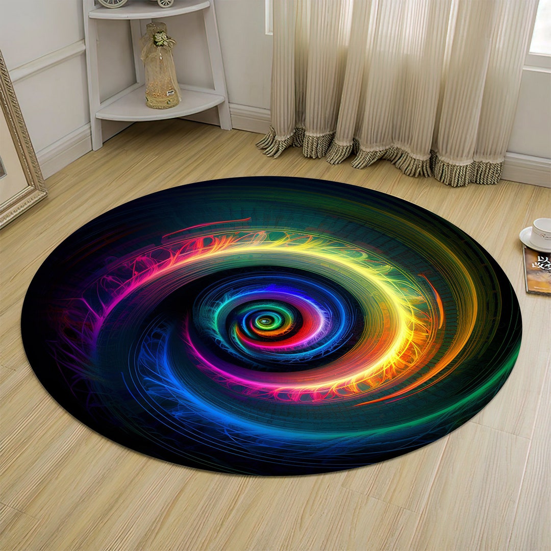 Spiral Rug, Round Rug, Spectral Rug, Rainbow Rug,illusion Rug,modern ...