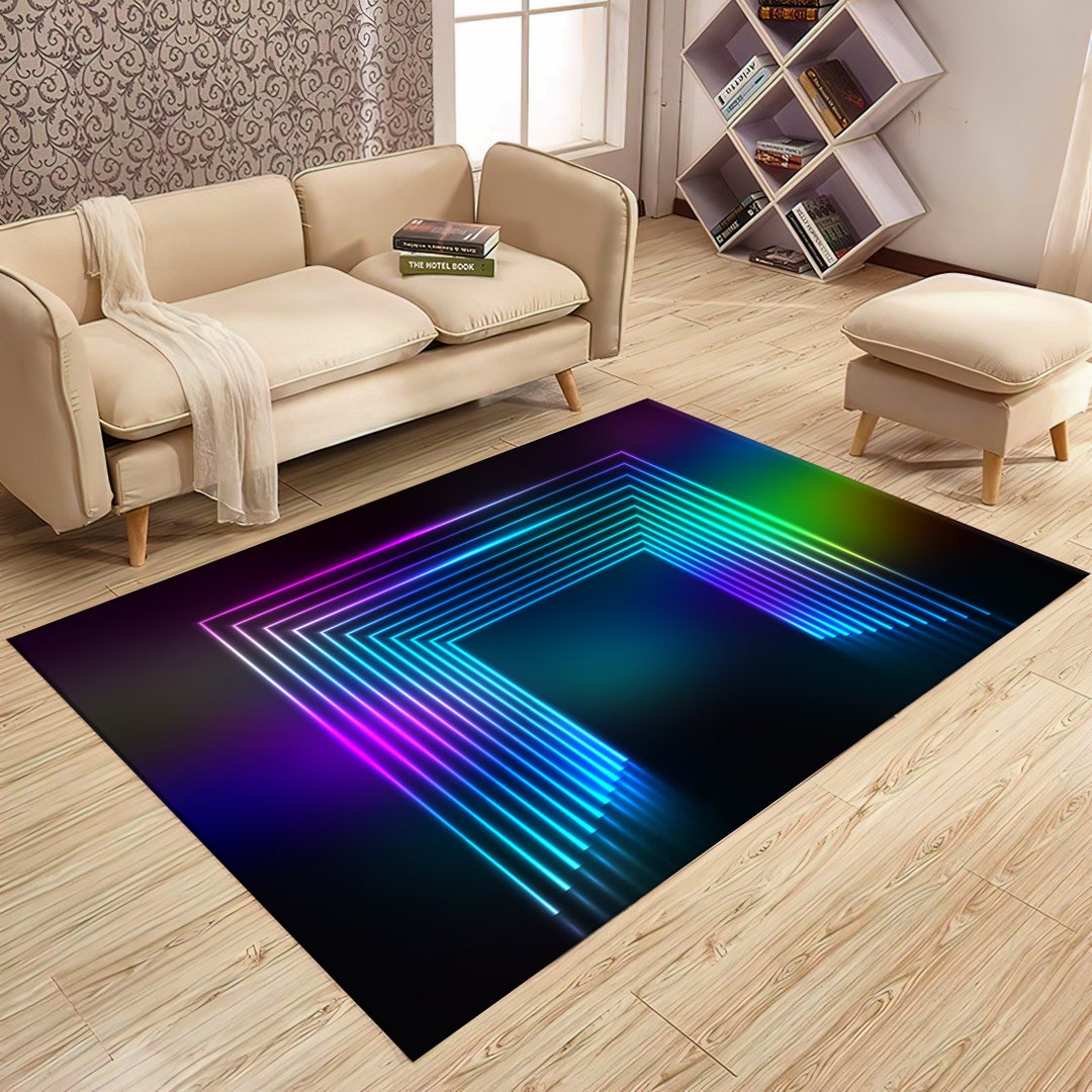 Gaming Room Rug, Esport Rug, Neon Look Rug, Colorful Rug, Gamer Rug, Purple Rug, Shining Rug