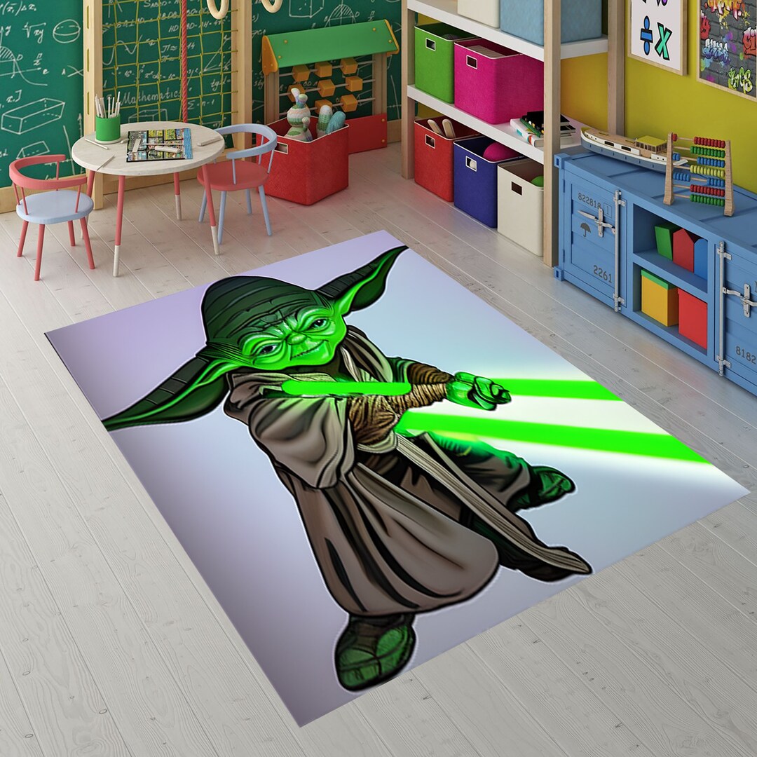 Yoda Rug Starwars Patterned Rug,starwars Rug,yoda Rug,neon Rug,laser Rug,gift ...