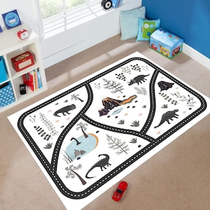Autospeelkleed, activiteitentapijt, wasbaar tapijt, leuk tapijt, tapijt met wegenkaart, tapijt voor auto's, educatief, activiteitentapijt, cadeau voor kinderen, kaartcadeau