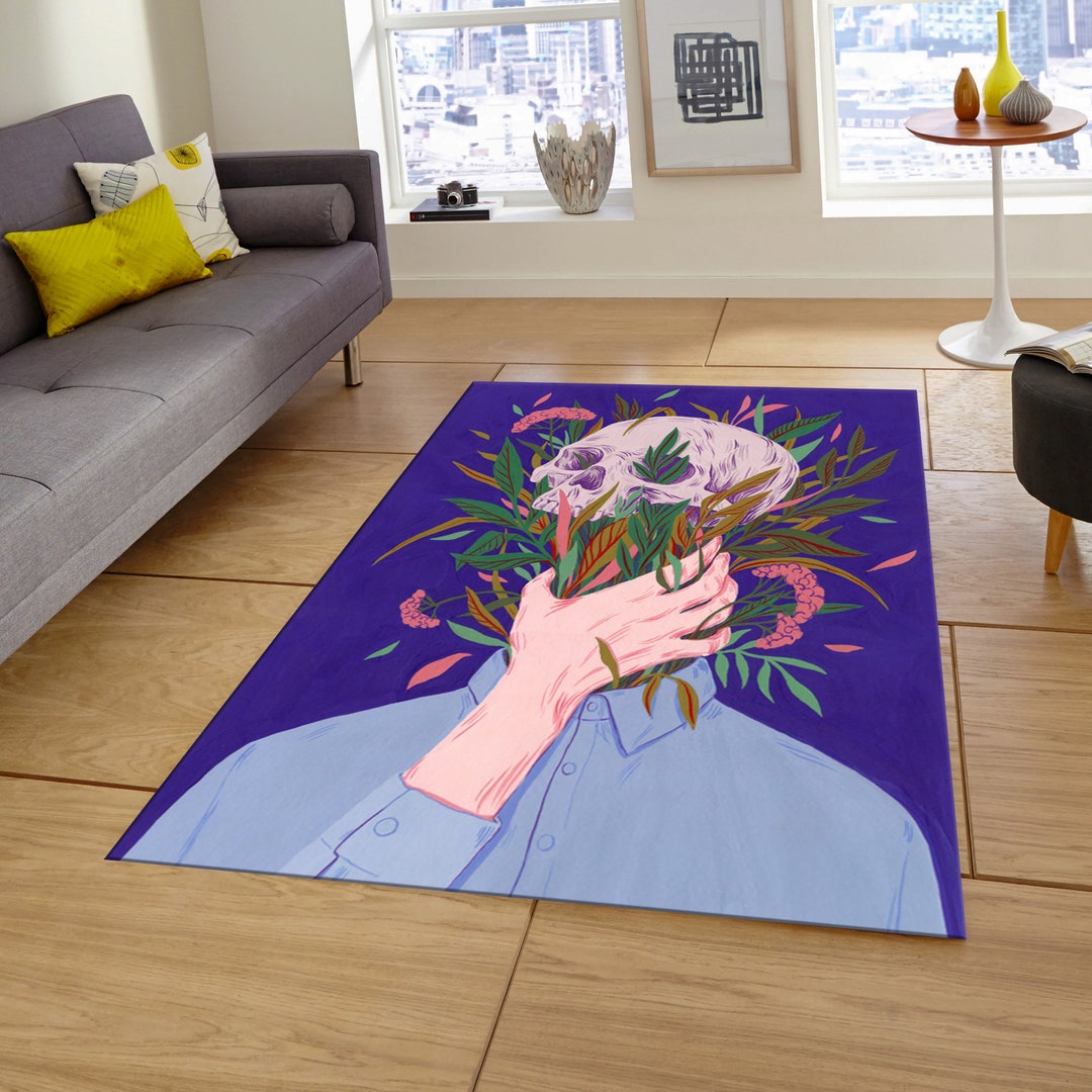 Futuristic Rug, Skull Rugs, Flower Rug, Brain Rug, Human Rug, Modern ...