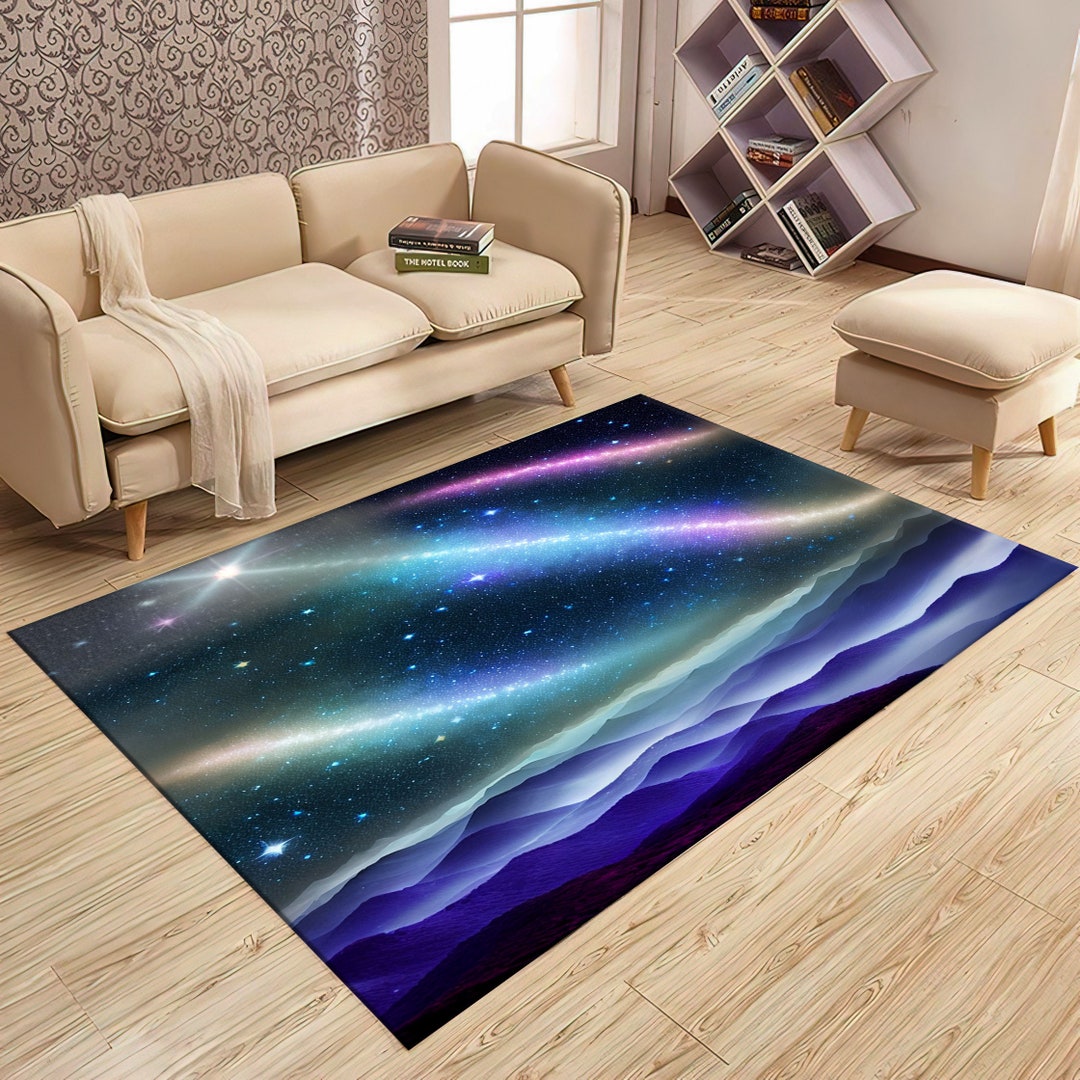 Noen Rug Neon Light Rug, Neon Art, Rug of Swirling Galaxies,rug of Shooting ...