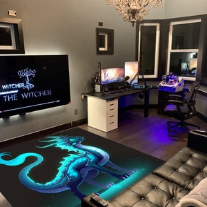 Dragon Rug, Dragoness Rug, Legend Rug, Neon Rug,Gift For Him/Her,Kids Room Rug,Fashion Rug,Gaming Room Rug,Fairy Tale,Home Decor,Digital Rug