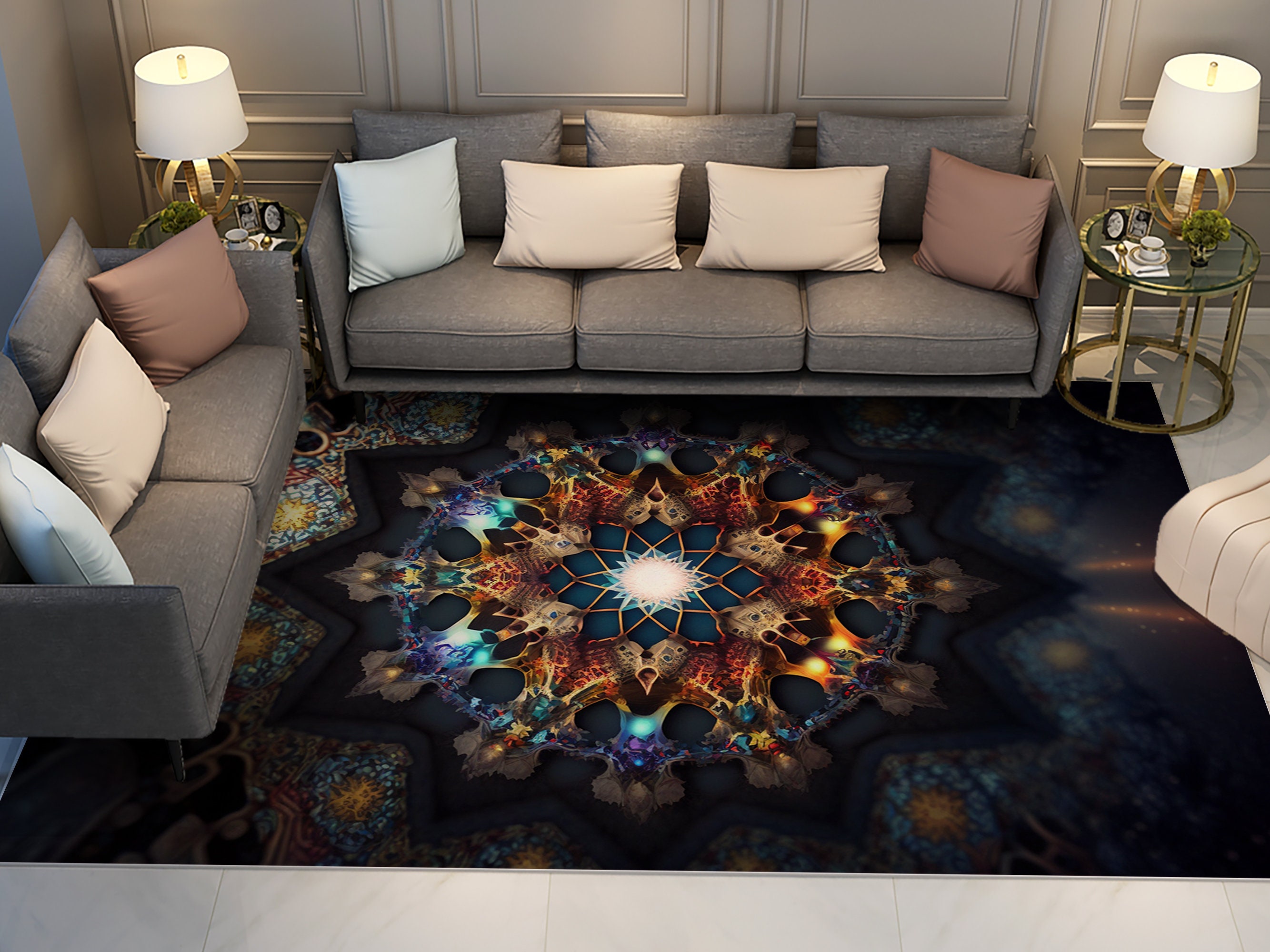Kaleidoscope Rug, Flower Rug, Star Rug, Science Rug, Saloon Rug, Living