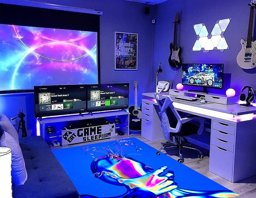 Neon Light Rug,neon Art,laser Rug,neon Vortex,gamer Room Rug,woman Rug ...