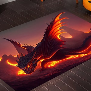 Dragon Rug, Legend Rug, Lava Rug, Mythological Rug, Traditional Rug, Gift For Him/Her, Kids Room Rug, Fashion Rug,For Gaming Room,Fairy Tale