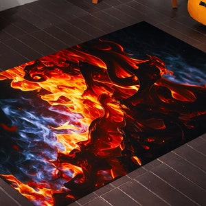 Flame Rug,Burning Rug,Fire Rug,Fire Pattern Rug,Neon Rug,Custom Rug,Non-Slip Floor Rug,Rug for Living Room,Gift Rug,Home Decor,Digital Rug