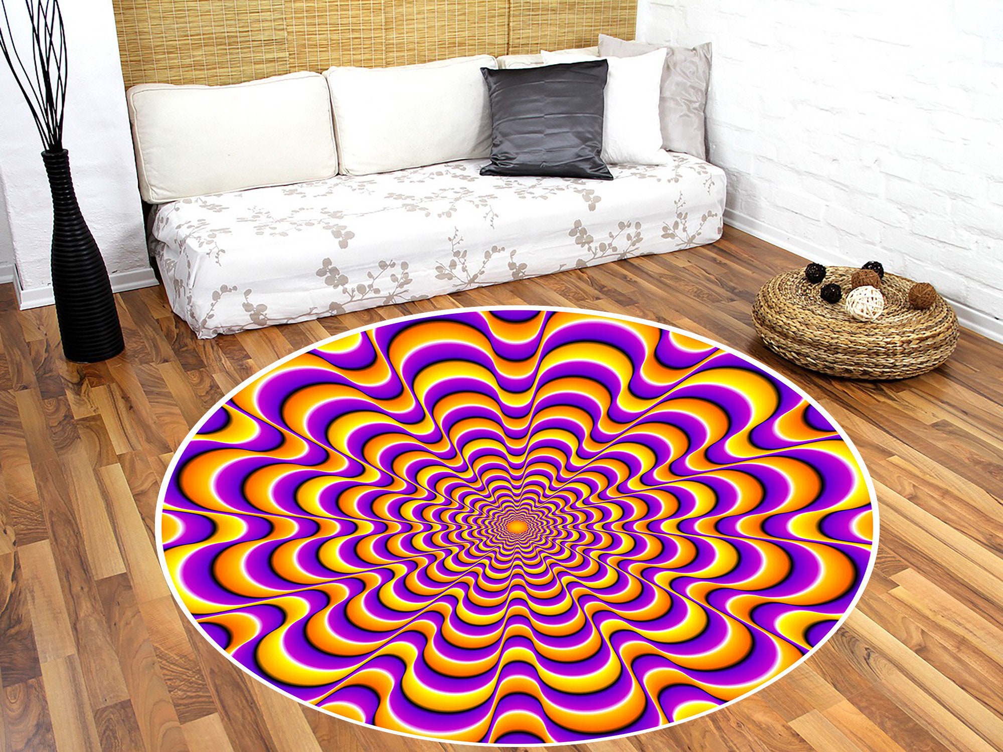 Psychedelic Optical Illusion Rug,vortex Rug,round Rug,trippy Rug,home ...