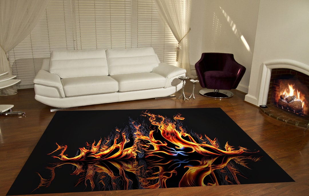 Flame Rug,burning Rug,fire Rug,fire Pattern Rug,neon Rug,custom Rug,non ...