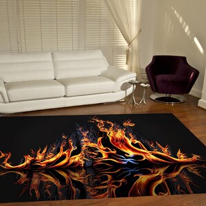 Flame Rug,Burning Rug,Fire Rug,Fire Pattern Rug,Neon Rug,Custom Rug,Non-Slip Floor Rug,Rug for Living Room,Gift Rug,Home Decor,Digital Rug