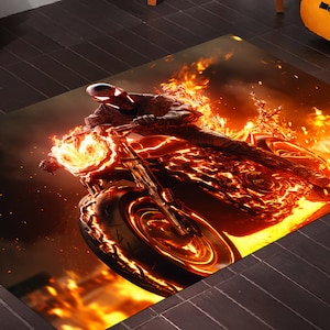 Flame Rug,Burning Rug,Fire Rug,Ghostrider Rug,Neon Rug,Custom Rug,Non-Slip Floor Rug,Rug for Living Room,Gift Rug,Home Decor,Digital Rug