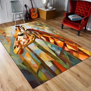 Giraffe Rug, Animal Rug, Rug for Kids, Gift Rug, Area Rug, Home Decor Rug, Saloon Rug, Living Room Rug, Custom Rug, Digital Rug