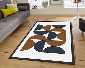 Mid Century Rug,Mid Century Modern Rug,Mid Century Decor,Abstract Rug,Rug for Living Room,Rug for Bedroom,Nonslip Floor Area, Gift Rug