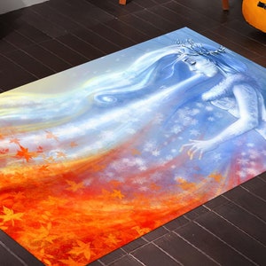 Home Decor Rug, Area Rug, Artistic Rug, Saloon Rug, Winter Rug, Woman Rug, Rug for Living Room, Digital Rug
