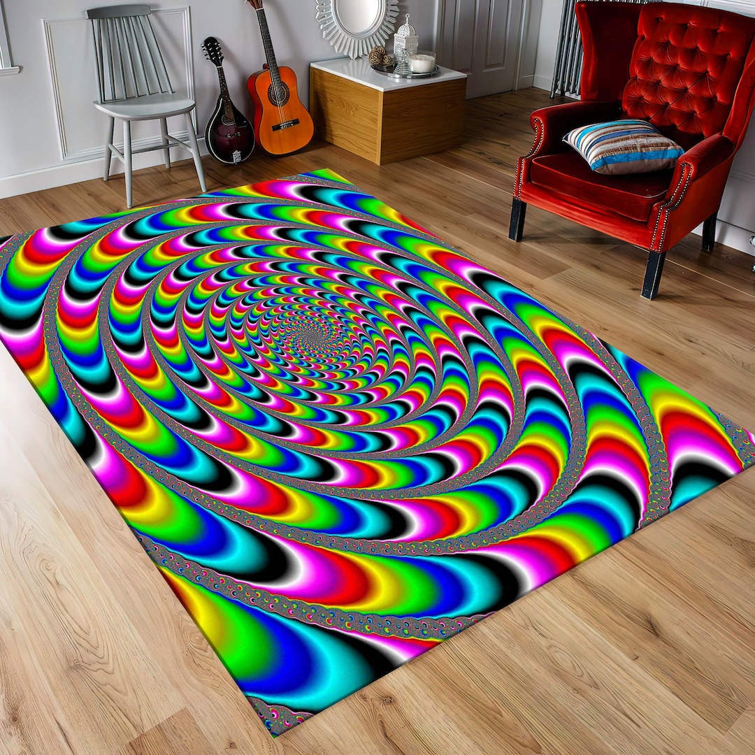 Psychedelic Optical Illusion Rug, Vortex Rug, Trippy Rug, Home Decor ...