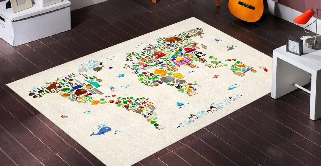 Fun Rug,world Map Rug,educational Rug,popular Rug,animal Designed Rug ...