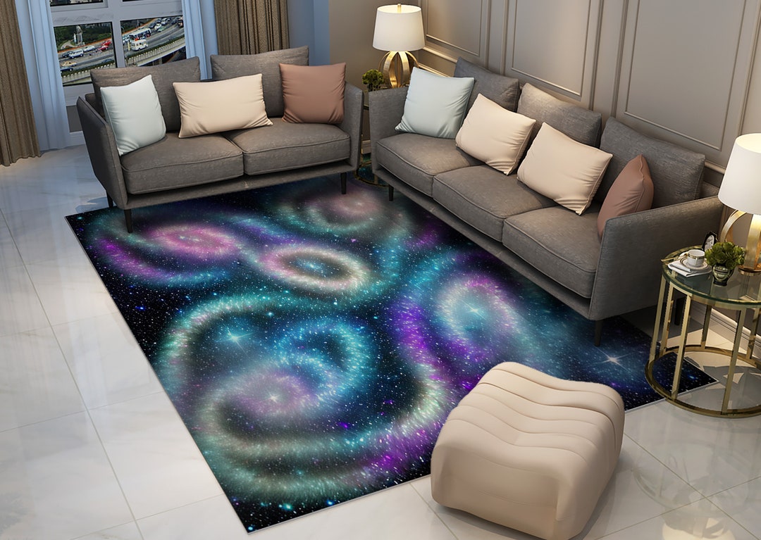Neon 6x9 Rug Neon Light Rug, Neon Art, Rug of Swirling Galaxies,rug of Shooting ...
