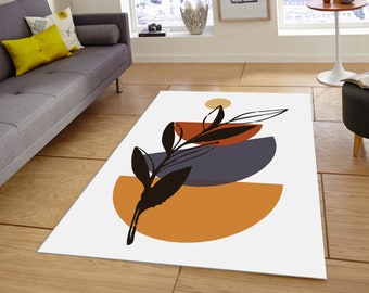 Mid Century Rug,Mid Century Modern Rug,Mid Century Decor,Abstract Rug,Rug for Living Room,Rug for Bedroom,Nonslip Floor Area, Gift Rug