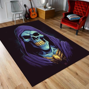 Tapete de caveira, tapete gótico, decoração de esqueleto, tapete de sala de jogos, tapete de desenho animado, presente para adolescentes, decoração de casa, presente para amigo gótico, tapete antiderrapante, tapete digital