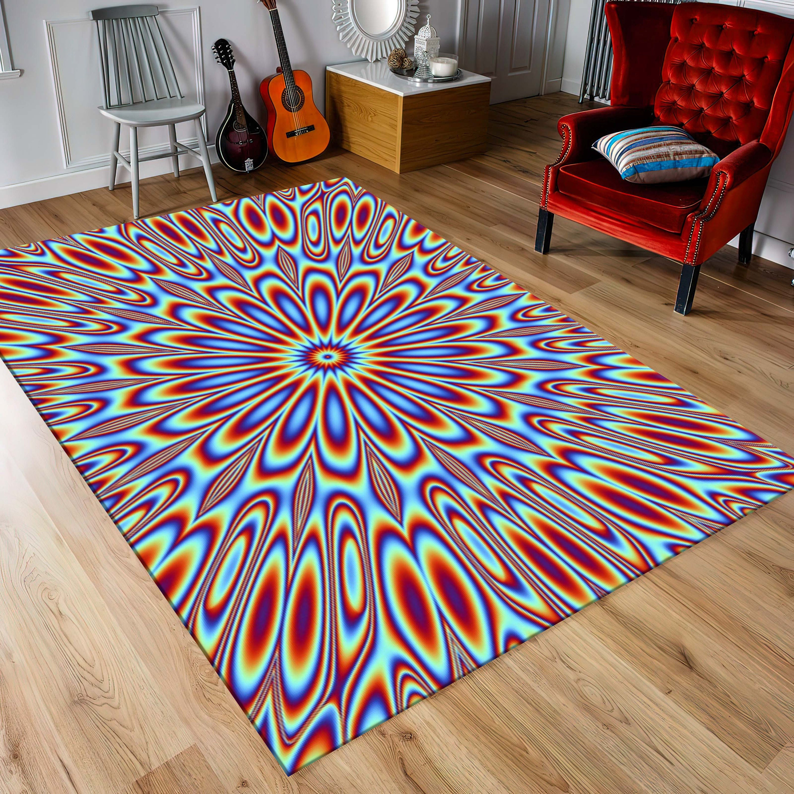 高速配送 Psychedelic Optical Illusion Rug, Vortex Rug, Trippy Rug ラグ・カーペット
