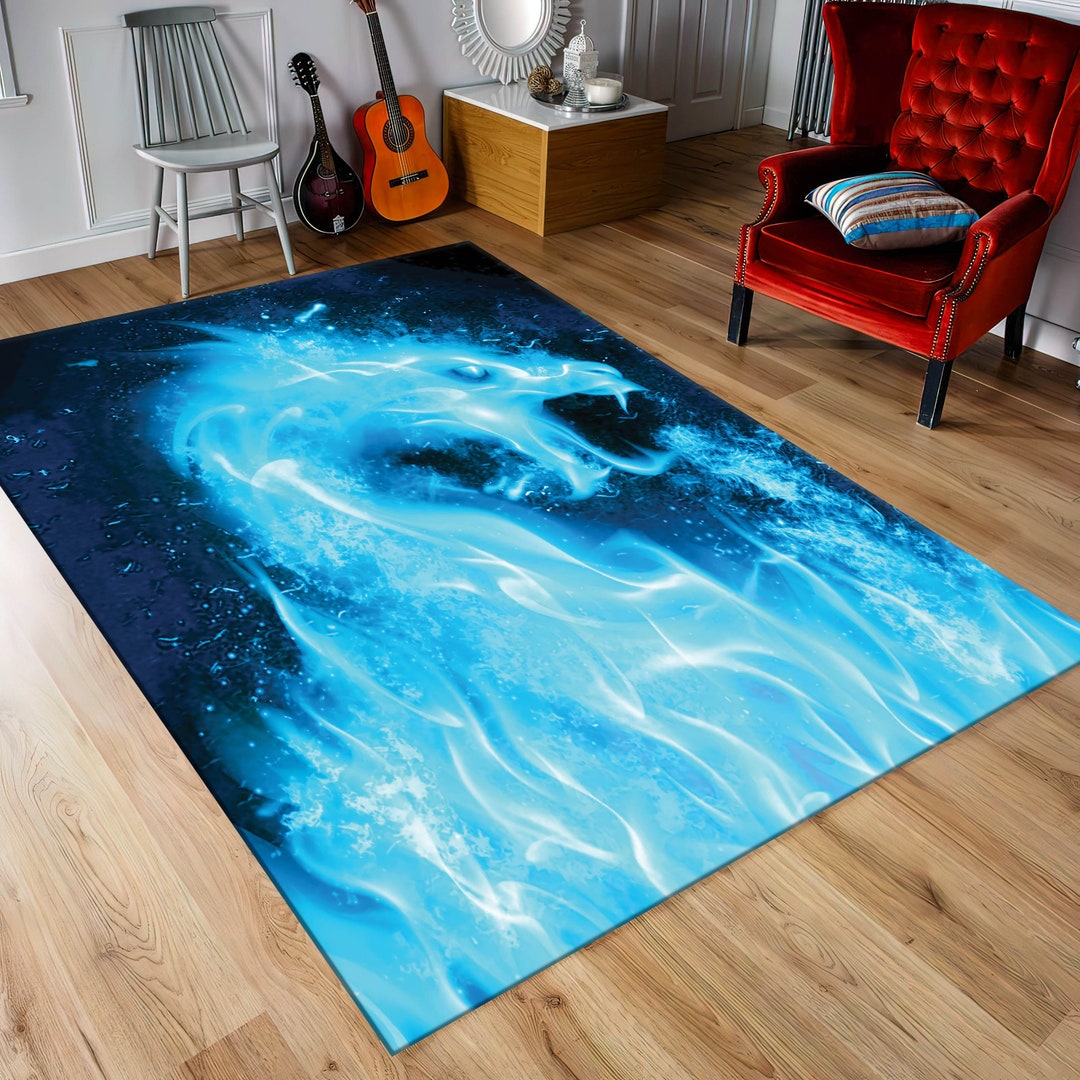 Drax Rugs Dragon Rug,ice Dragon Rug,blue Dragon Rug,neon Rug,custom Rug,non-slip ...