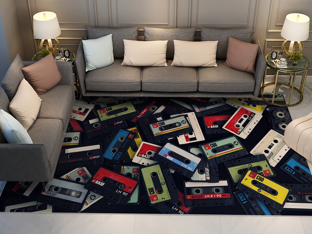 Audio Cassette Design Rug, Mix Tape Rug, 80s Decor Rug, 90s Decor Rug ...