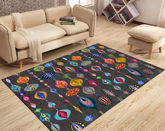 Mid Century Rug,Mid Century Modern Rug,Mid Century Decor,Abstract Rug,Rug for Living Room,Rug for Bedroom,Nonslip Floor Area, Gift Rug