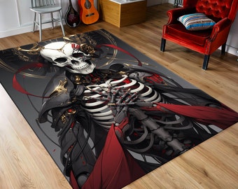 Skull Rug, Gothic Rug, Skeleton Decor, Gothic Home Decor, Gift for Gothic Friend, Young Room Rug, Non-Slip Rug, Digital Rug