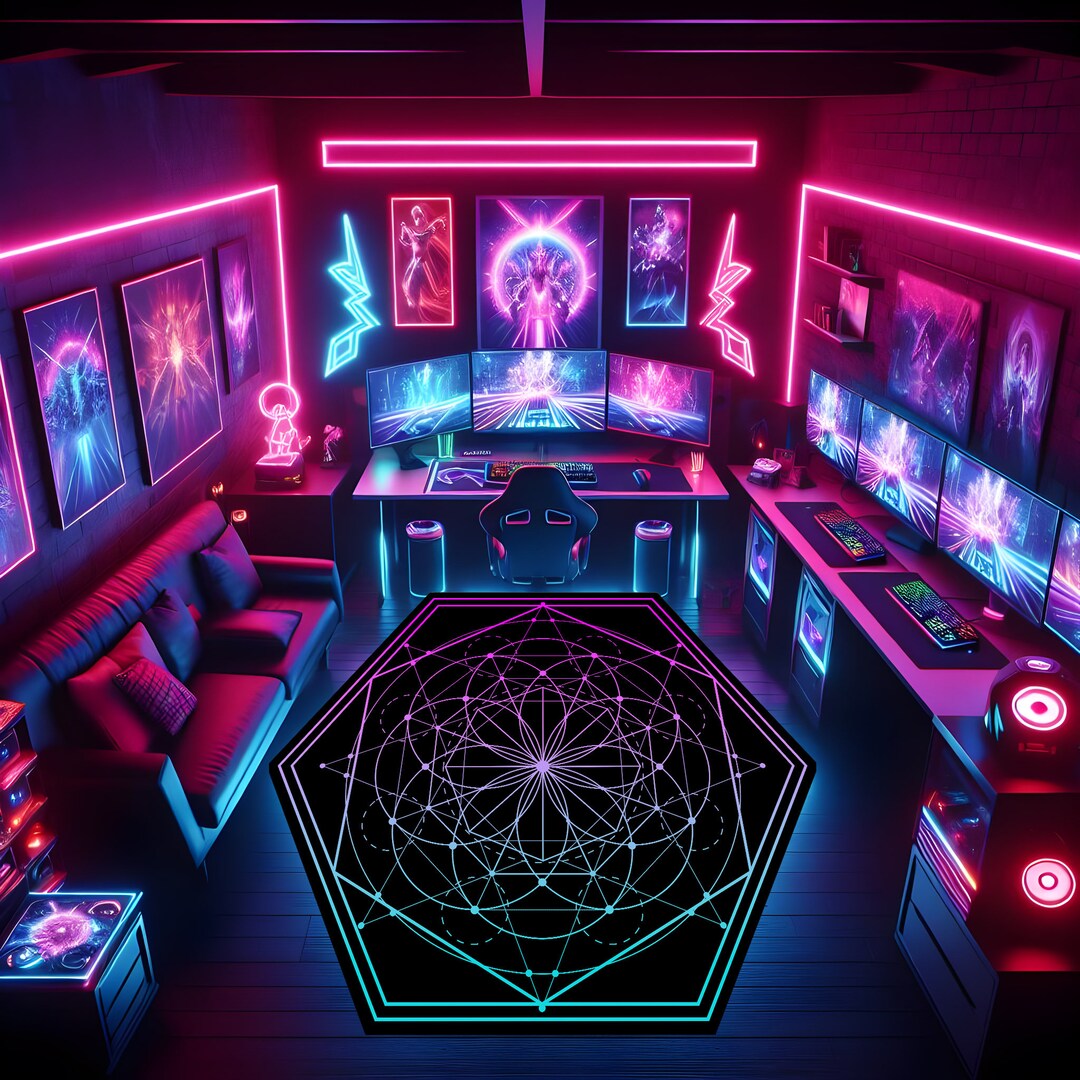 Decagon Rug Hexagon Rug,neon Rug,illusion Rug,geometric Rug,living Room Rug,gaming ...