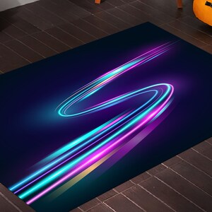 Neon Light Rug,Neon Art,Laser Rug ,Gamer Room Rug,Abstract Rug,Modern Rug,Living Room Rug,Home Decor Rug,Neon Gift, Non Slip