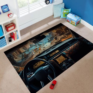 Rug of Car Dashboard, Car Playing Rug, Activity Rug, Dinosaur Rug,Fun Rug,Kids Room Rug,Young Room Rug,For Living Room,Gift Rug,Colorful Rug