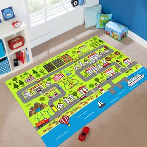 Autospeelkleed, activiteitentapijt, wasbaar tapijt, leuk tapijt, tapijt met wegenkaart, tapijt voor auto's, educatief, activiteitentapijt, cadeau voor kinderen, kaartcadeau