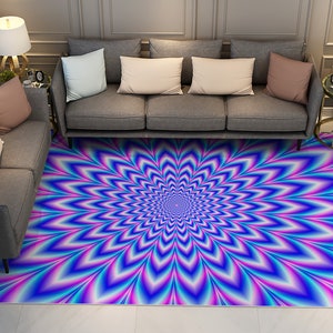 Abstract Psychedelic Holographic Round Rug