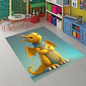 Cute Dragon Rug, Animal Rug, Knitted Themed Rug, Rug For Kids,Colorful Rug,Gift Rug,Area Rug,Home Decor,For Living Room,Floor Rug,Custom Rug