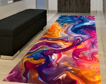 Runner,Cosmic Runner,Long Rug,Psychedelic  Runner,Fluid Painting Runner,Liquid Colors Runner,Nonslip Floor Runner,Gift Rug,Colorful Rug