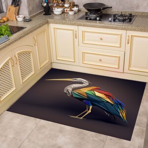 Heron Rug,Animal Themed Rug,Origami Rug,Rainbow Rug,Kitchen Rug,Gift Rug,Area Rug,Home Decor,Bird Rug,Living Room Rug,Custom Rug,Digital Rug