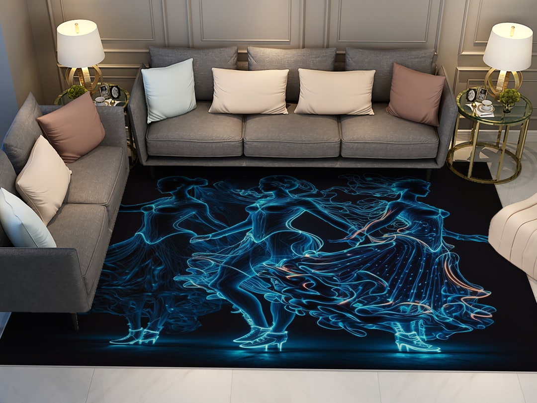 Dancing Women Rug, Neon Rug, Neon Lights, Dance Rug, Gaming Room Rug ...