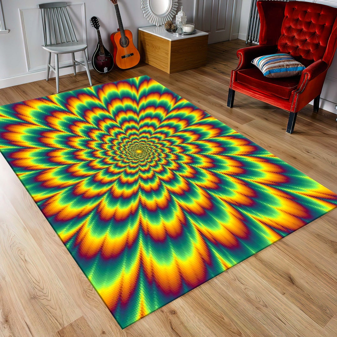 Psychedelic Optical Illusion Rug, Vortex Rug, Trippy Rug, Home Decor ...