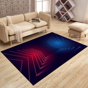 Neon Light Rug,Neon Art,Laser Rug ,Gamer Room Rug,Abstract Rug,Modern Rug,Living Room Rug,Home Decor Rug,Neon Gift, Non Slip