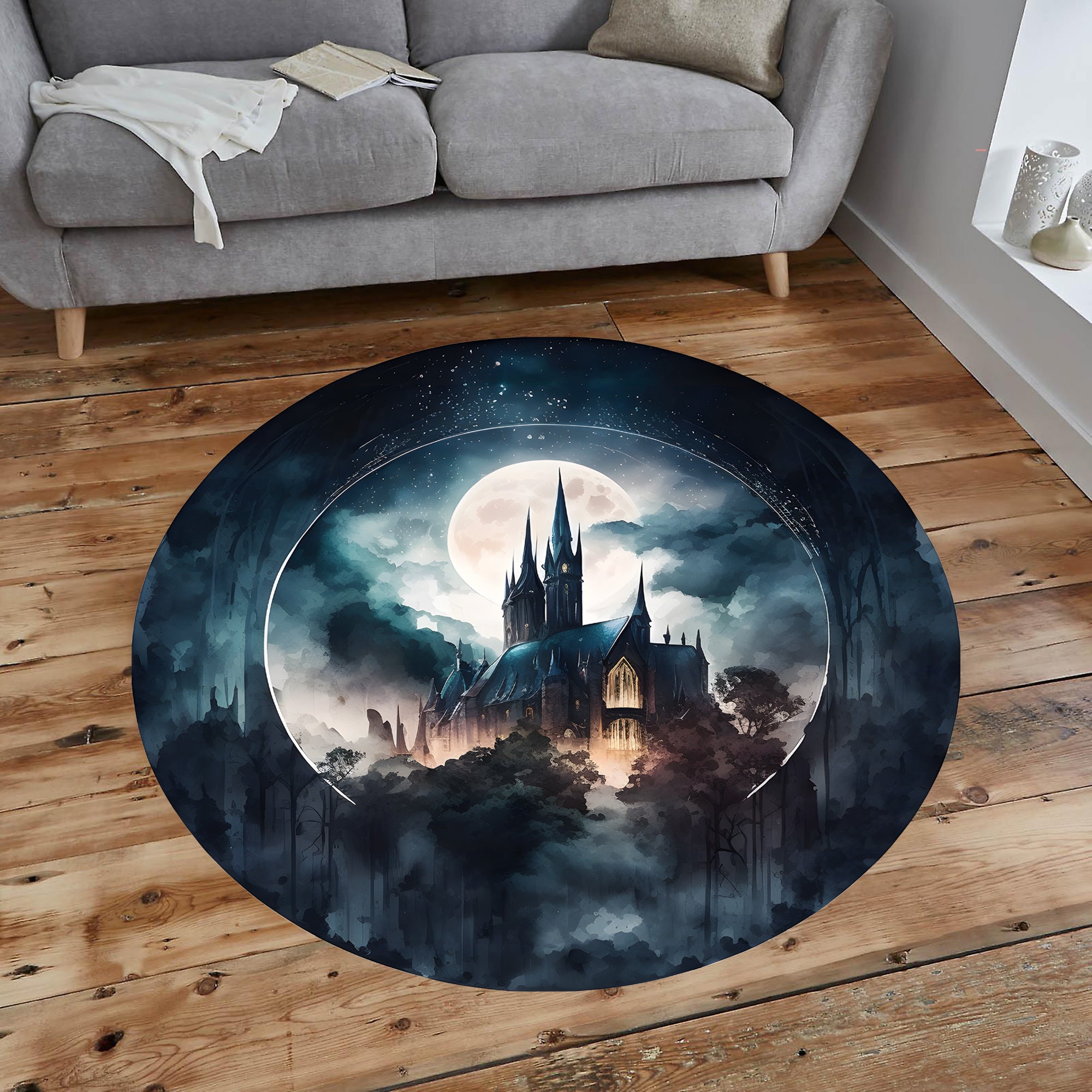 Knight Castle Rug Gothic Castle Rug,gothic Rug,castle Rug,round Rug,rug for Young Room ...