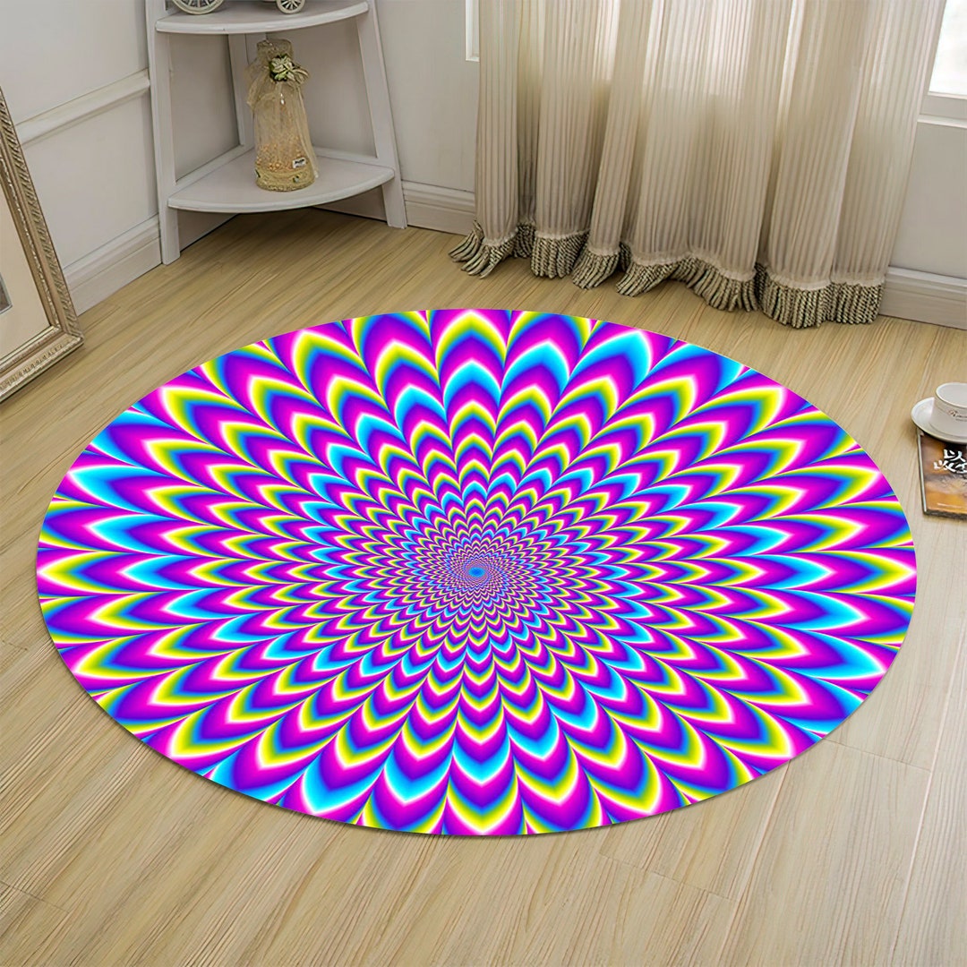 Integrative Visual Rug Psychedelic Optical Illusion Rug,vortex Rug,round Rug,trippy Rug,home ...