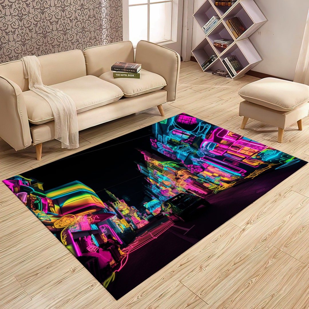 Gaming Room Rug, E-sport Rug, Neon Look Rug, Colorful Rug, Gamer Rug ...
