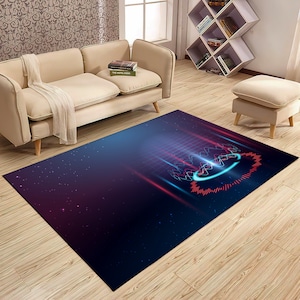 Gaming Room Rug, E-Sport Rug, Neon Look Rug, Colorful Rug, Gamer Rug, Purple Rug, Shining Rug, Gift For Gamers, Boys Girls Room Rug,Area Rug