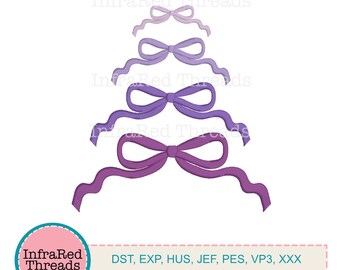 Ribbons and Bows Embroidery Design Set – Style B, 5 Sizes Included