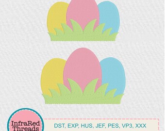 Colorful Easter Eggs in Grass Embroidery Design
