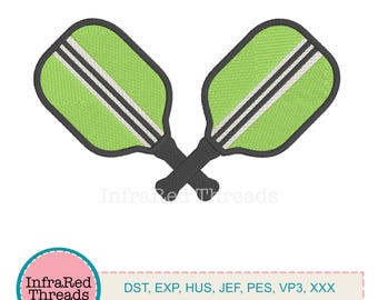 Crossed Pickleball Paddles Embroidery Design – Sports Motif for Fans and Players